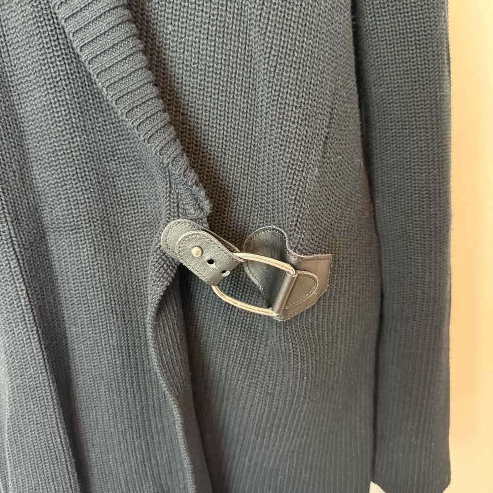 Lauren Ralph Lauren 100% Cotton Black Knit Cardigan with Buckle Closure Size 1X - Picture 4 of 7